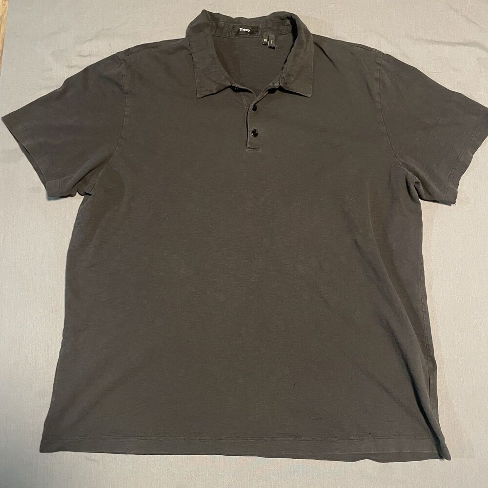 Theory Polo Shirt Men Size XXL Black Short Sleeve Casual Preppie